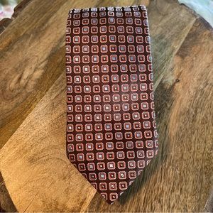HUGO BOSS Mens Slim 3" Silk Tie Italy Square Graphic Brown Blue Orange $68 NEW
